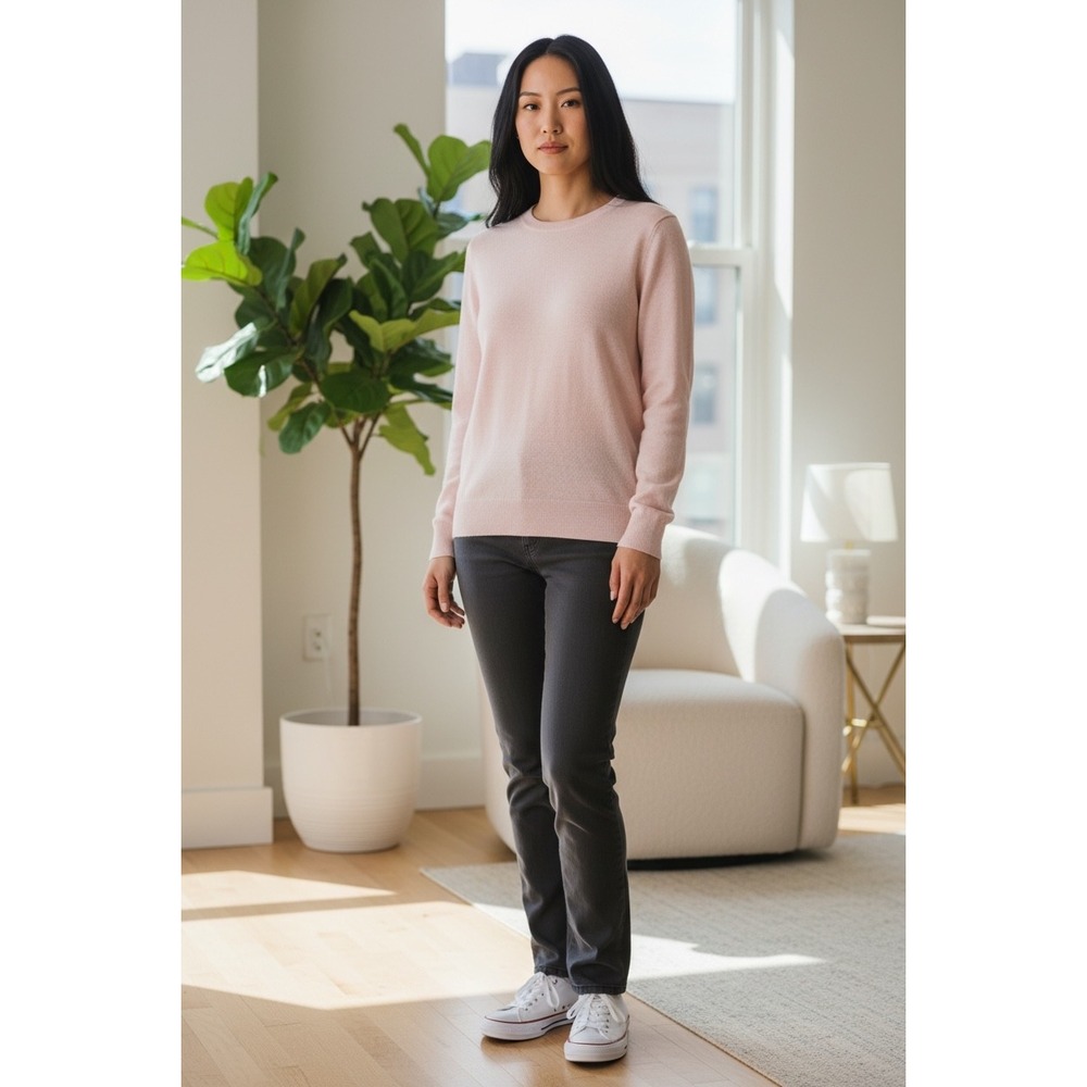 Quince Mongolian Cashmere Crewneck Sweater‎ Light Pink Pullover Sz M